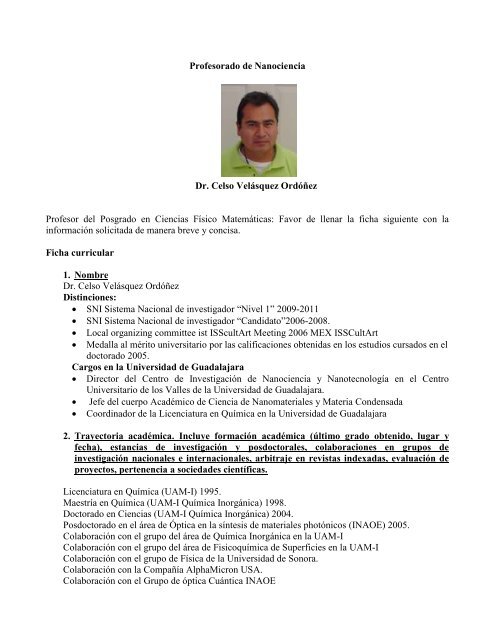 Curriculum Vitae - Centro Universitario de los Valles - Universidad ...