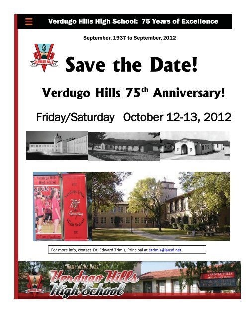 Save the Date! - Verdugo Hills High School
