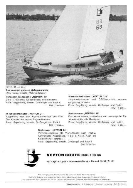 Verkaufsprospekt - Neptun Yachten