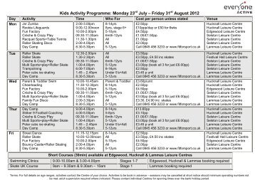 Kids Activity Programme: Monday 23 July Ã¢Â€Â“ Friday ... - Everyone Active