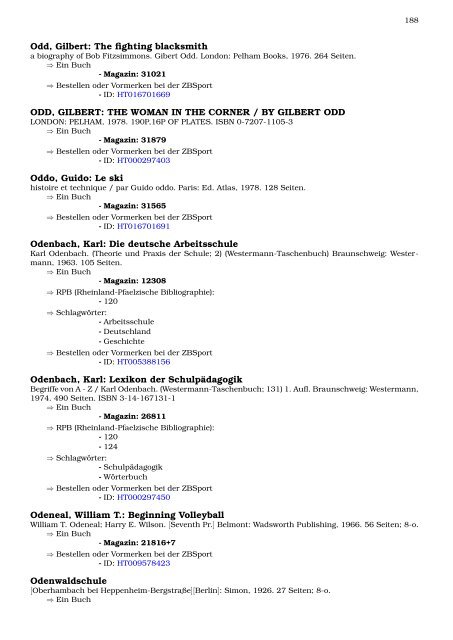 Neukatalogisate ZBSport - Zentralbibliothek der Sportwissenschaften