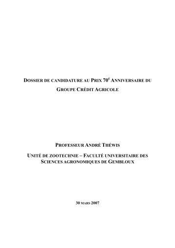 dossier de candidature au prix du crdit agricole - Gembloux Agro ...
