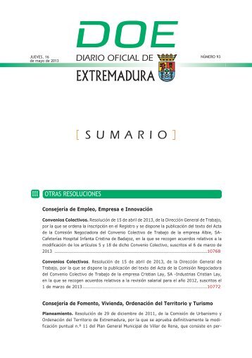 OTRAS RESOLUCIONES III - Diario Oficial de Extremadura