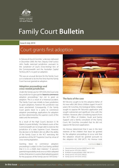 Open PDF - Family Court Bulletin - July 2010 - Size 1.4 MB