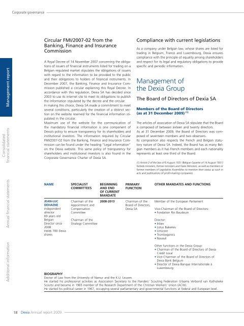 Annual report 2009 - Dexia.com