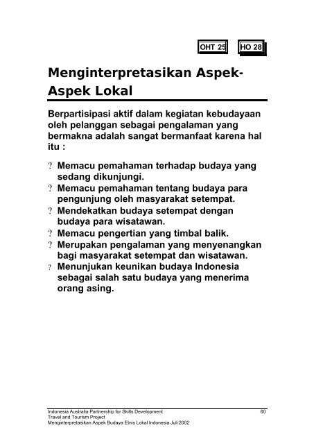 Menginterpretasikan Aspek- Budaya Etnis Lokal Indonesia