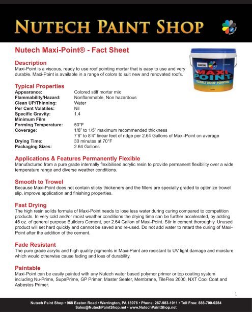 Nutech Maxi-PointÂ® - Fact Sheet - iMetal.net