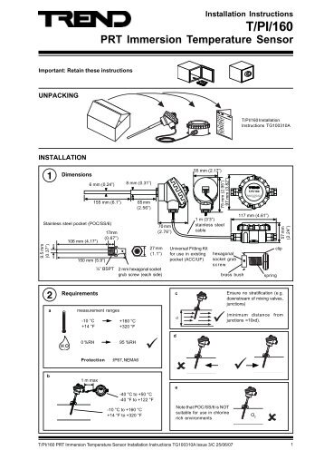 T/PI/160 PRT Immersion Temperature Sensor ... - Trend Controls