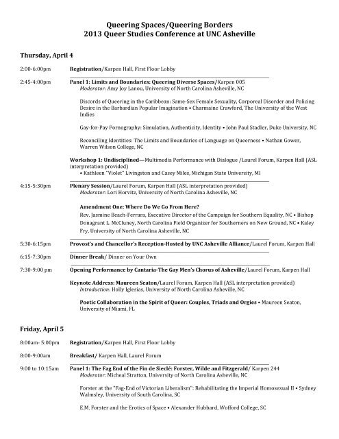 the complete conference schedule (PDF). - QNotes