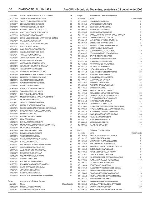 SumÃ¡rio - DiÃ¡rio Oficial - Governo do Estado do Tocantins