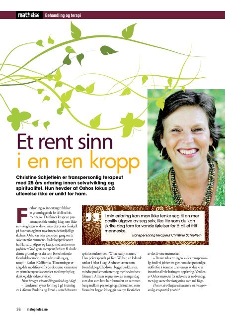 et rent sinn i en ren kropp - Christine Arentz Schjetlein