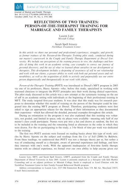 Mft Course Patch reflections of two trainees: person-of-the-therapist ... - MFT Courses