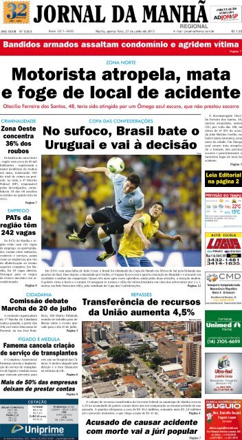 Capa do jornal em PDF - Jornal da ManhÃ£