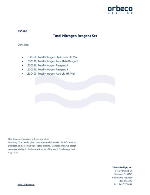 Material Safety Data Sheet - Orbeco-Hellige