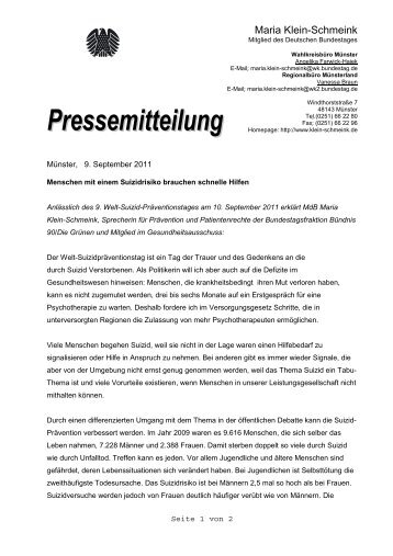 Pressemitteilung im PDF-Format - Maria Klein-Schmeink MdB