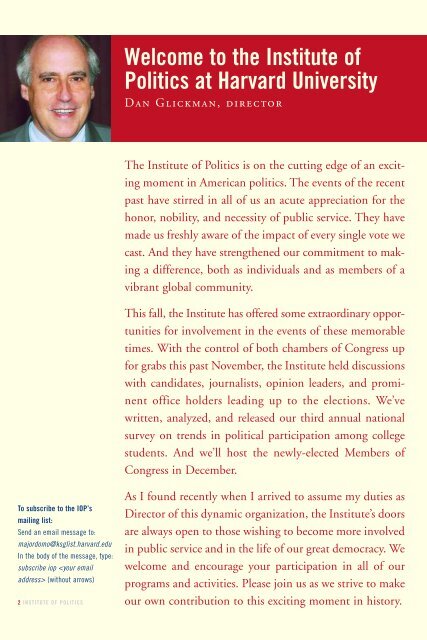 2002 Fall Newsletter - Harvard University Institute of Politics