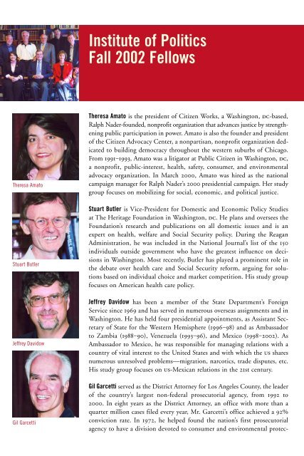 2002 Fall Newsletter - Harvard University Institute of Politics