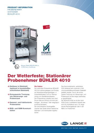 Stationärer Probenehmer BÜHLER 4010 - Hach Lange