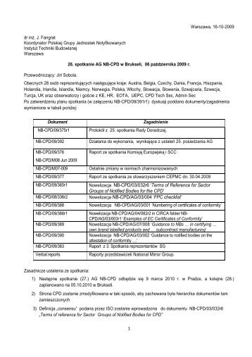 26. spotkanie AG NB-CPD w Brukseli, 06 paÅºdziernika 2009 r.