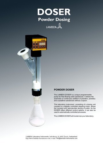 LAMBDA DOSER powder dosing instrument - Leaflet