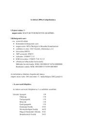 Az intÃ©zet 2006.Ã©vi alapokmÃ¡nya 1.Fejezet szÃ¡ma:33 megnevezÃ©se ...