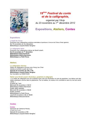Programme Festival du conte et de la calligraphie dans les ...