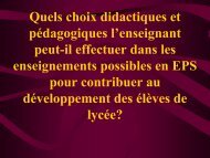 Choix didactique en EPS - Faculté des sciences du sport et de l ...