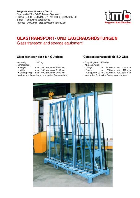 glastransport- und lagerausrüstungen - Torgauer Maschinenbau ...