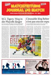 SCL Tigers: Weg in die Playoffs länger L'inusable Jörg Reber n'est ...