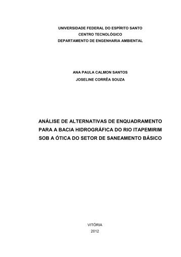 anÃ¡lise de alternativas de enquadramento para a bacia hidrogrÃ¡fica ...