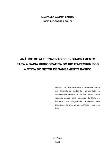 anÃ¡lise de alternativas de enquadramento para a bacia hidrogrÃ¡fica ...