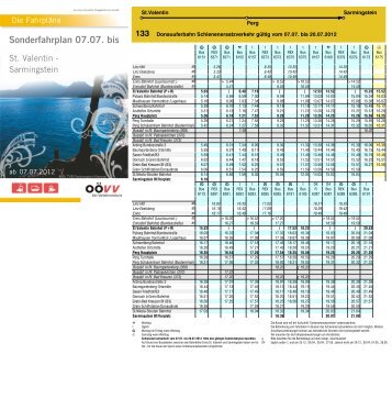 Sonderfahrplan 07.07. bis