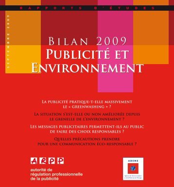 PUblicitÉ Et ENviRONNEMENt PUblicitÉ Et ENviRONNEMENt - ARPP