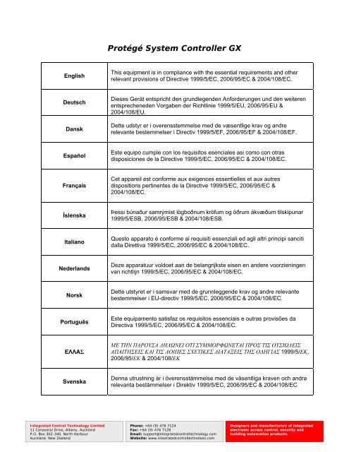 CE Declaration Of Conformity - ICT