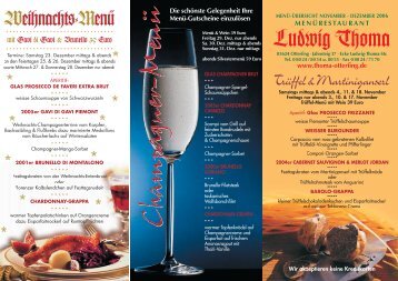 Samstag & Sonntag mittags & abends - Menü-Restaurant und ...