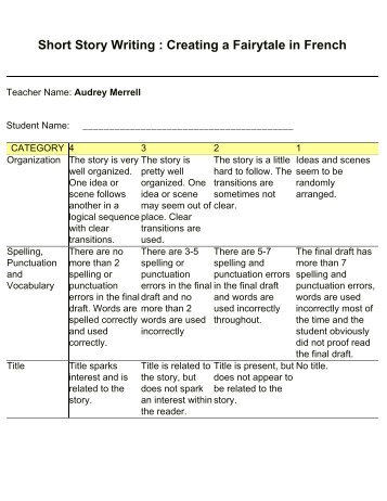 Short Story Writing : Creating a Fairytale in French