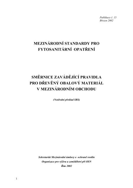 MezinÃ¡rodnÃ­ standardy pro fytosanitÃ¡rnÃ­ opatÅenÃ­ - Oblibene.cz