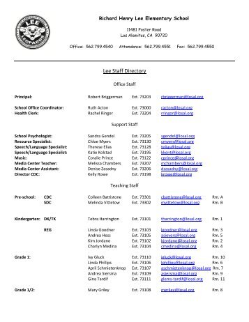 Lee Staff Directory - Los Alamitos Unified School District