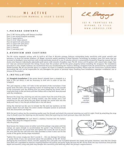 L.R. Baggs M1: Installation Manual &amp; User's Guide