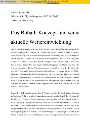 Das Bobath-Konzept und seine aktuelle Weiterentwicklung