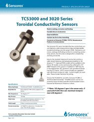 Toroidal Conductivity Sensor Specifications - Sensorex