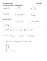 AP Calculus Worksheet #7 Limits Review Evaluate the limit ...