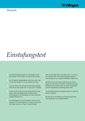 Einstufungstest Deutsch PDF-Download - inlingua Chemnitz