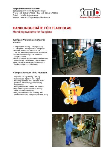 handlinggeräte für flachglas - Torgauer Maschinenbau GmbH