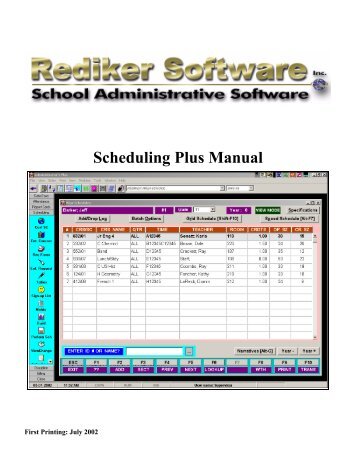 Scheduling Plus Manual - Rediker Software, Inc.