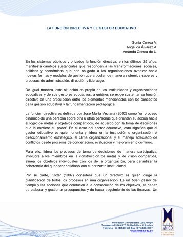 LA FUNCIÃN DIRECTIVA Y EL GESTOR EDUCATIVO Sonia Correa ...