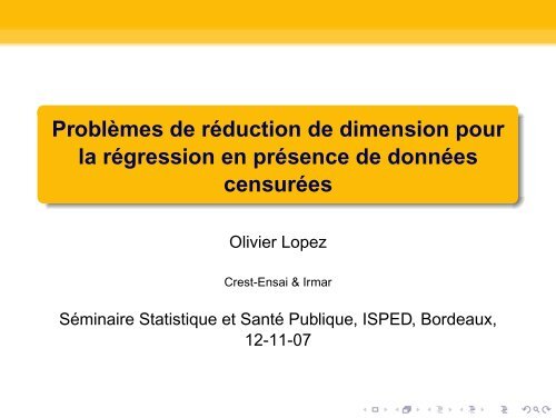 ProblÃ¨mes de rÃ©duction de dimension pour la rÃ©gression en ... - Isped