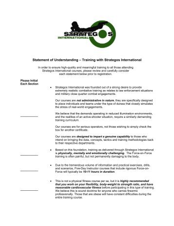 Statement of Understanding â Training with Strategos International