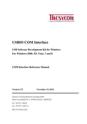 USBIO COM Interface Reference Manual - Thesycon ...