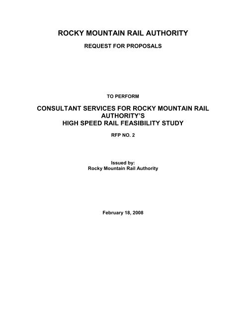 RMRA Rail Feasibility Study RFP and Scope of - Rocky Mountain ...